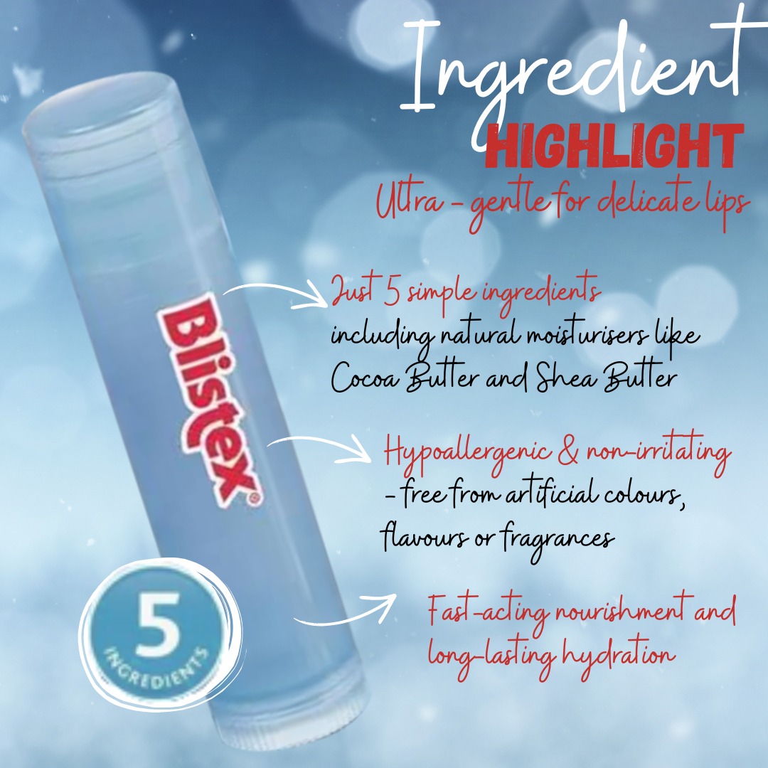 Five simple ingredients. One seriously gentle lip balm. 💙
Blistex Sensitive is made with natural moisturisers, including cocoa butter and shea butter, to help nourish and hydrate delicate lips - without artificial colours, flavours or fragrances. Simple, soothing lip care for lips that prefer less.
#BlistexNZ #BlistexSensitive #SensitiveLips #LipCare #IngredientHighlight #WeDoLipsYouDoYou
